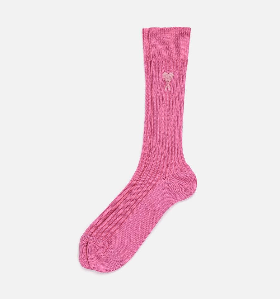 Ami Paris Ami De Coeur Plain Socks Pink | ami-NZ567