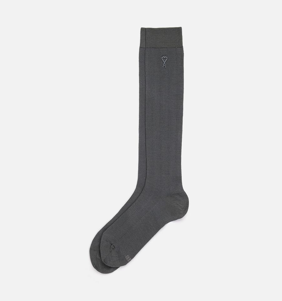 Ami Paris Ami Socks In Silk Socks Grey | ami-NZ305