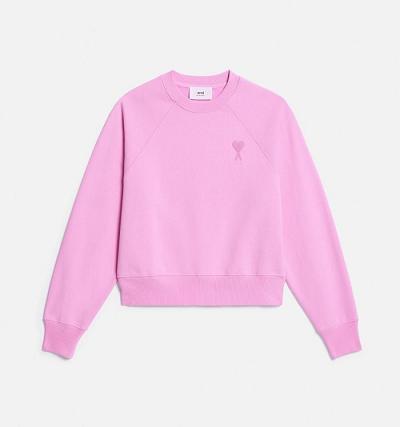 Ami Paris Ami de Coeur Crewneck Men's Sweatshirts Pink | ami-NZ458