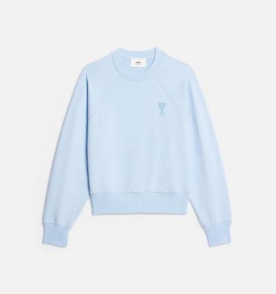 Ami Paris Ami de Coeur Crewneck Men's Sweatshirts Blue | ami-NZ529