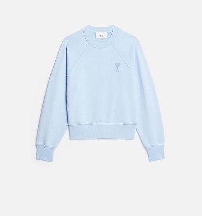 Ami Paris Ami de Coeur Crewneck Women's Sweatshirts Blue | ami-NZ106