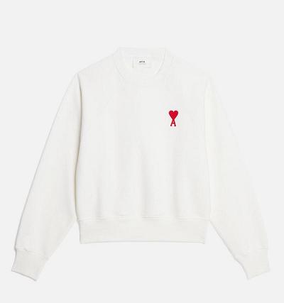 Ami Paris Ami de Coeur Crewneck Women's Sweatshirts White | ami-NZ513