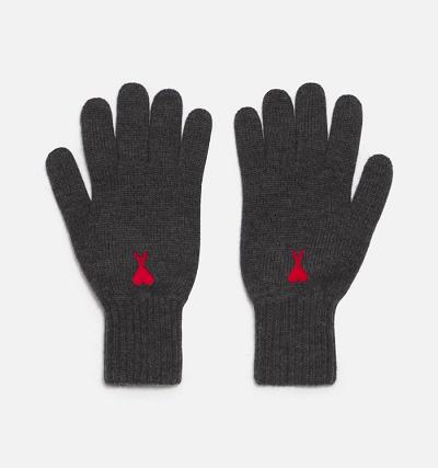 Ami Paris Ami de Coeur Gloves Grey | ami-NZ454