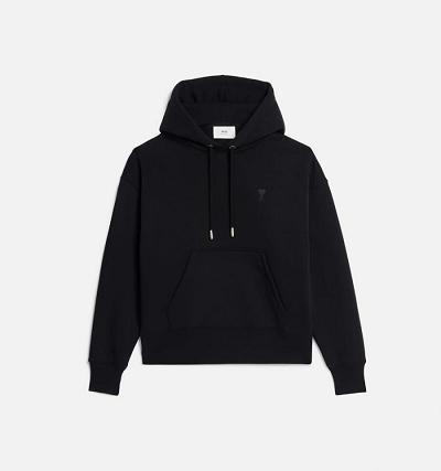 Ami Paris Ami de Coeur Men's Hoodies Black | ami-NZ252