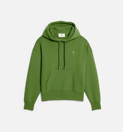 Ami Paris Ami de Coeur Men's Hoodies Green | ami-NZ240