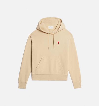 Ami Paris Ami de Coeur Men's Hoodies Khaki | ami-NZ550