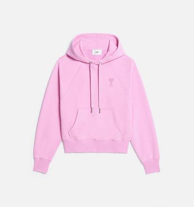 Ami Paris Ami de Coeur Men's Hoodies Pink | ami-NZ178