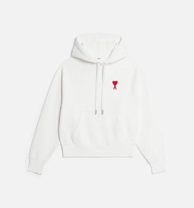 Ami Paris Ami de Coeur Men's Hoodies White | ami-NZ539