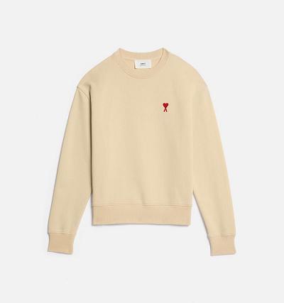 Ami Paris Ami de Coeur Men's Sweatshirts Khaki | ami-NZ324