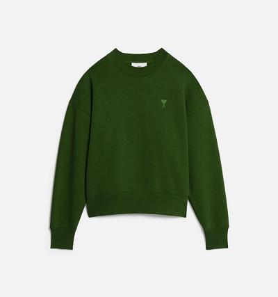 Ami Paris Ami de Coeur Men's Sweatshirts Green | ami-NZ332