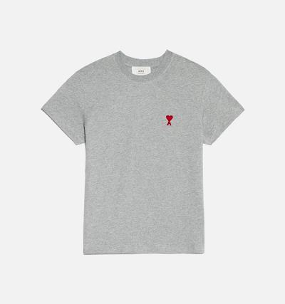 Ami Paris Ami de Coeur Men's T Shirts Grey | ami-NZ164