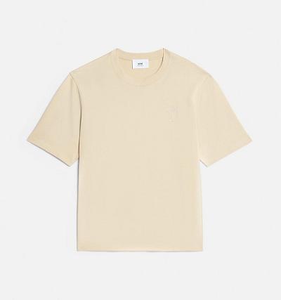 Ami Paris Ami de Coeur Men's T Shirts Khaki | ami-NZ622