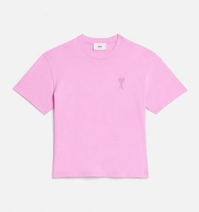 Ami Paris Ami de Coeur Men's T Shirts Pink | ami-NZ288