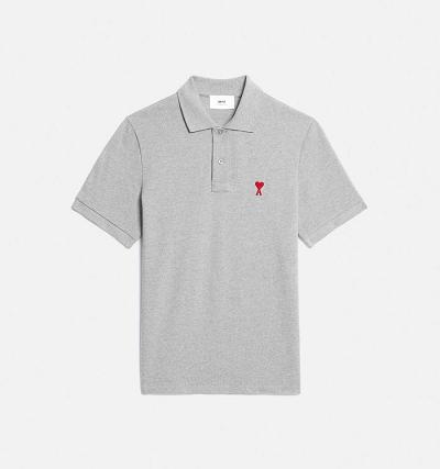 Ami Paris Ami de Coeur Polo Men's Polo Shirts Grey | ami-NZ159