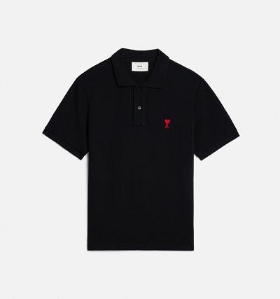 Ami Paris Ami de Coeur Polo Men's Polo Shirts Black | ami-NZ277