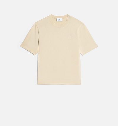 Ami Paris Ami de Coeur Women's T Shirts Beige | ami-NZ186