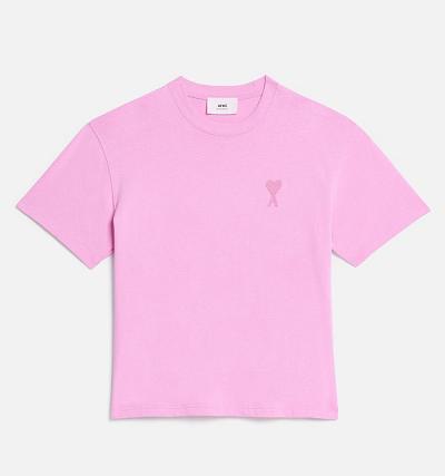 Ami Paris Ami de Coeur Women's T Shirts Pink | ami-NZ349