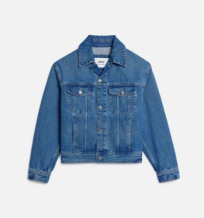 Ami Paris Boxy Fit Denim Men's Jackets Blue | ami-NZ401