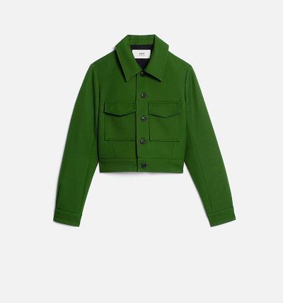 Ami Paris Buttoned Women's Jackets Green | ami-NZ181