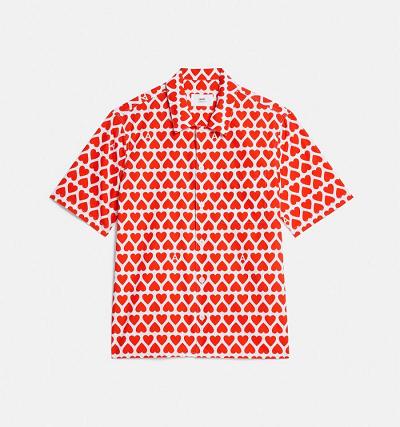 Ami Paris Camp Collar Men's Shirts Red | ami-NZ374