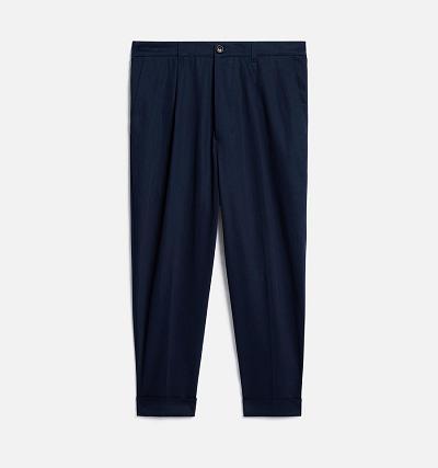 Ami Paris Carrot Oversized Men's Pants Navy | ami-NZ195