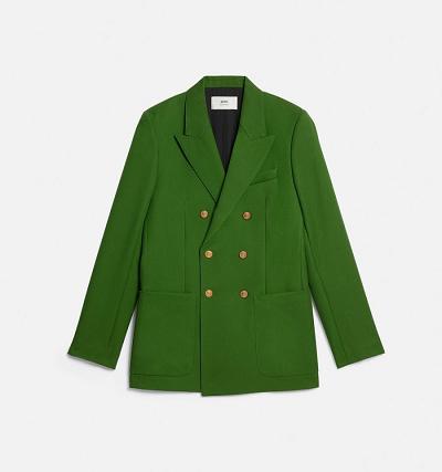 Ami Paris Double Breasted Men's Jackets Green | ami-NZ541