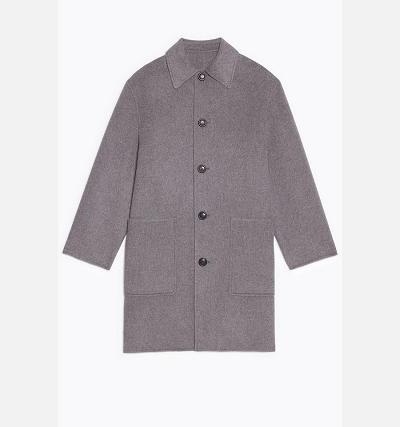 Ami Paris Double Face With Patch Pockets Men's Coats Grey | ami-NZ383