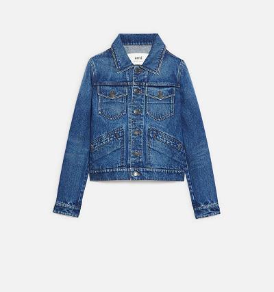 Ami Paris Trucker Men's Jackets Blue | ami-NZ109