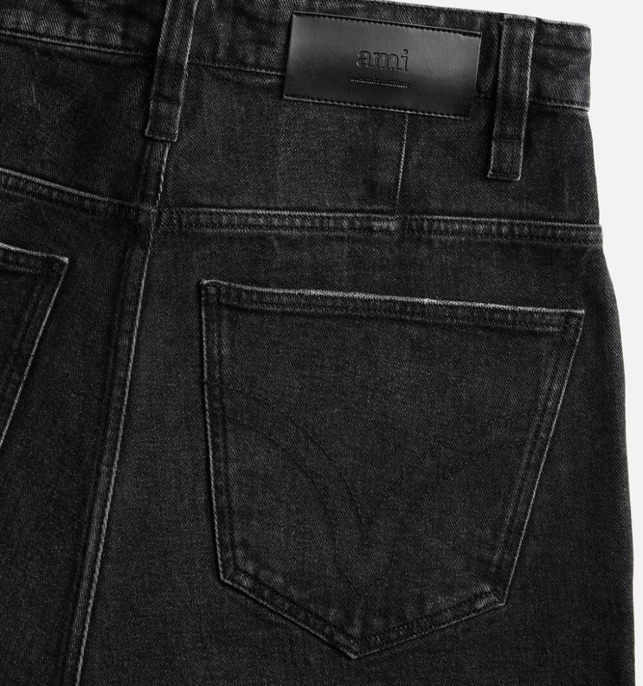 Ami Paris Alex Fit Men's Jeans Black | ami-NZ298