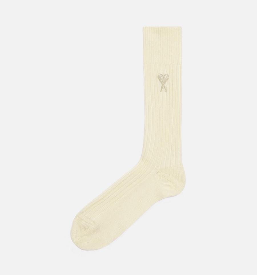 Ami Paris Ami De Coeur Plain Socks Beige | ami-NZ575