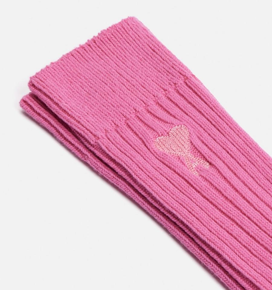 Ami Paris Ami De Coeur Plain Socks Pink | ami-NZ567