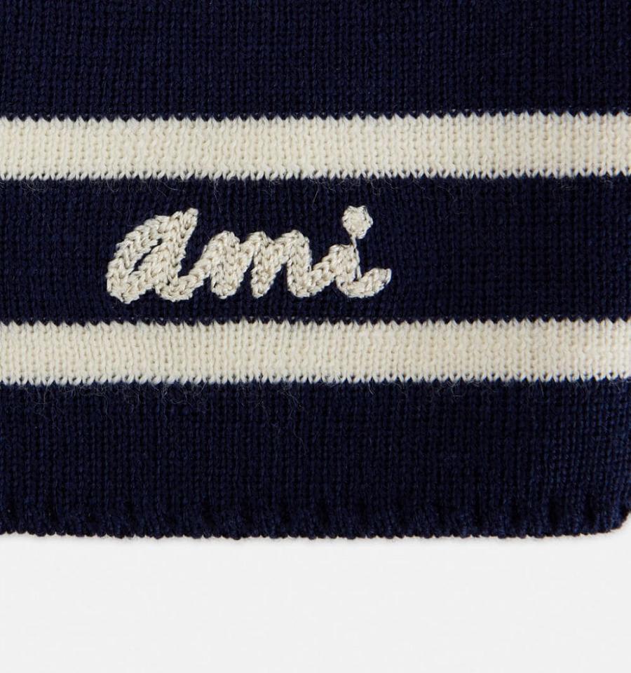 Ami Paris Ami Embroidery Sleeveless Sailor Men's Sweaters Navy | ami-NZ375