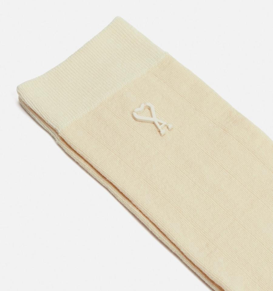 Ami Paris Ami Socks In Silk Socks Beige | ami-NZ508