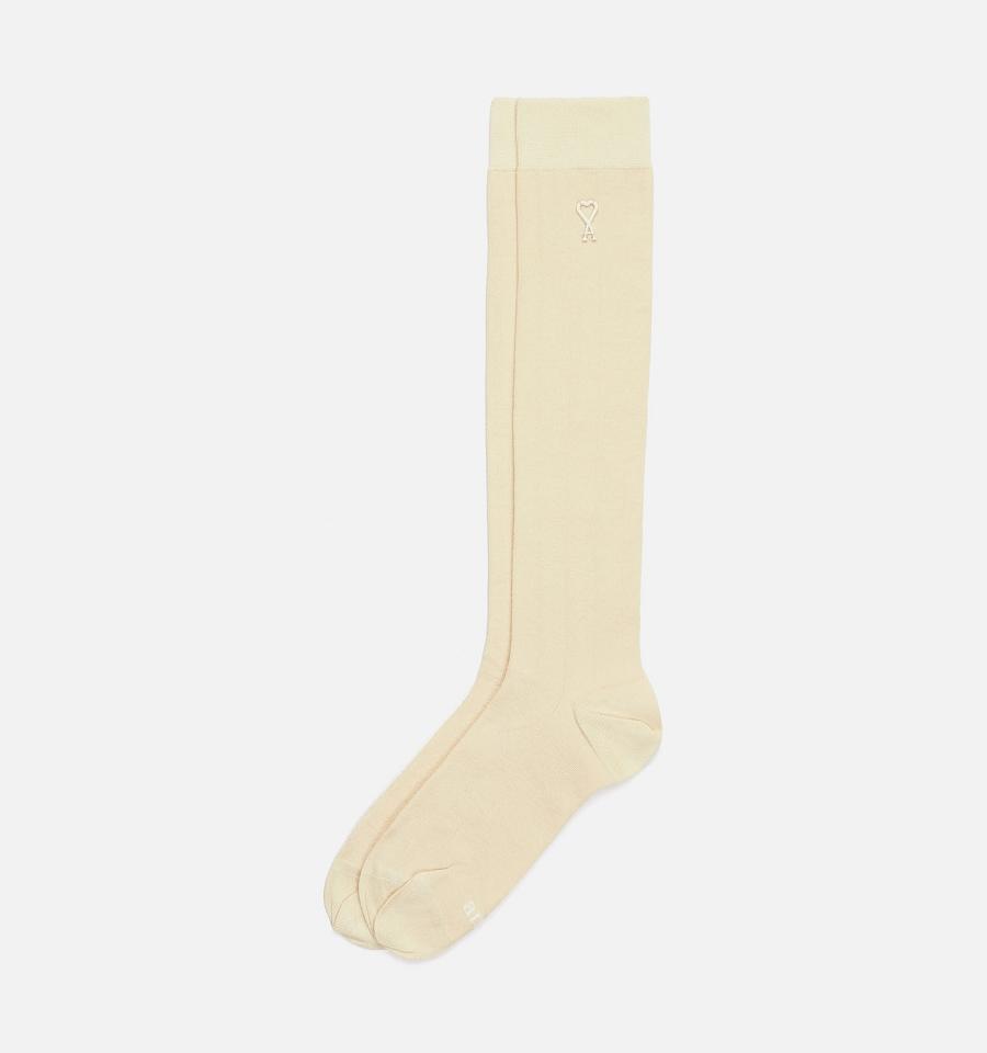 Ami Paris Ami Socks In Silk Socks Beige | ami-NZ508