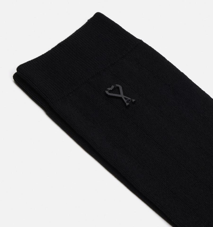 Ami Paris Ami Socks In Silk Socks Black | ami-NZ361