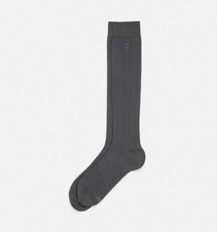 Ami Paris Ami Socks In Silk Socks Grey | ami-NZ305