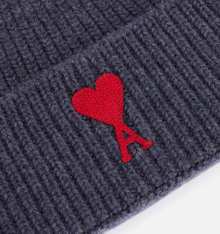 Ami Paris Ami de Coeur Beanies Grey | ami-NZ256