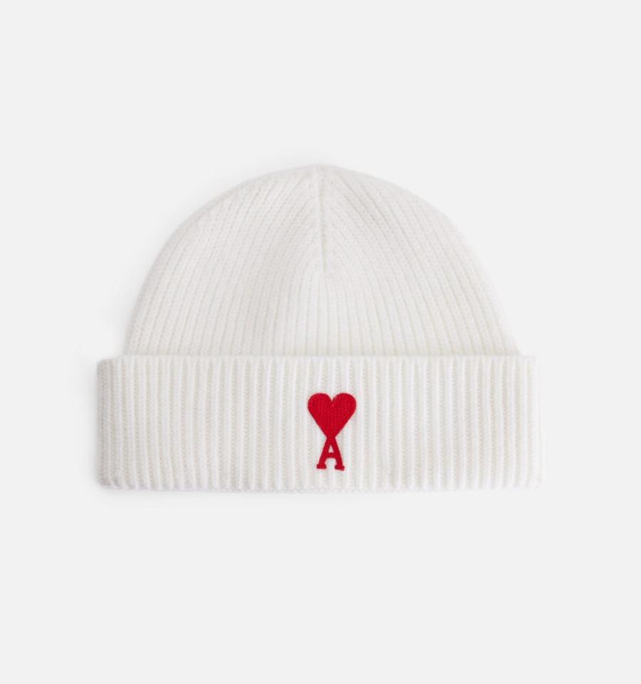 Ami Paris Ami de Coeur Beanies White | ami-NZ220