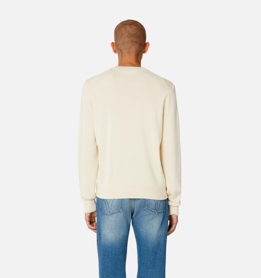 Ami Paris Ami de Coeur Crewneck Men's Sweaters Beige | ami-NZ174