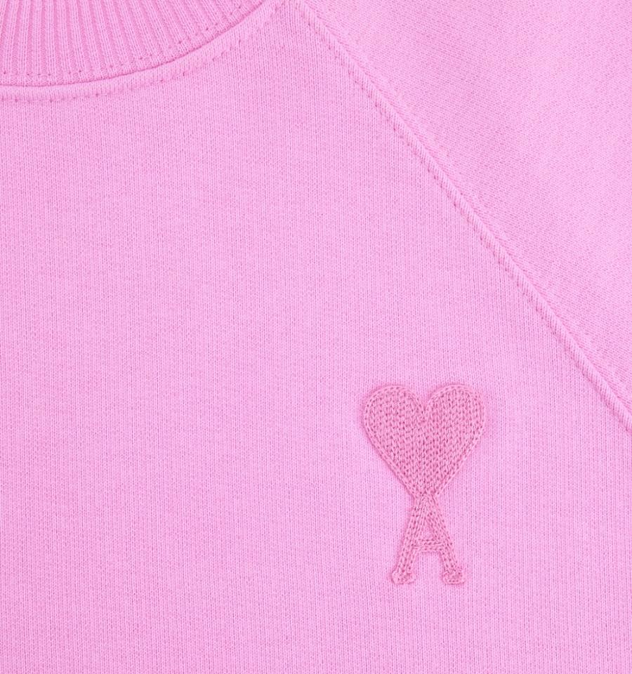 Ami Paris Ami de Coeur Crewneck Men's Sweatshirts Pink | ami-NZ458