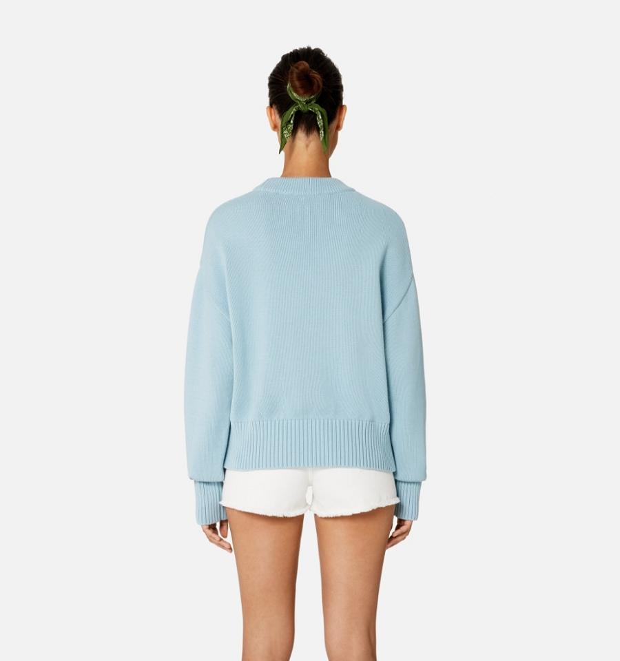 Ami Paris Ami de Coeur Crewneck Women's Sweaters Blue | ami-NZ224