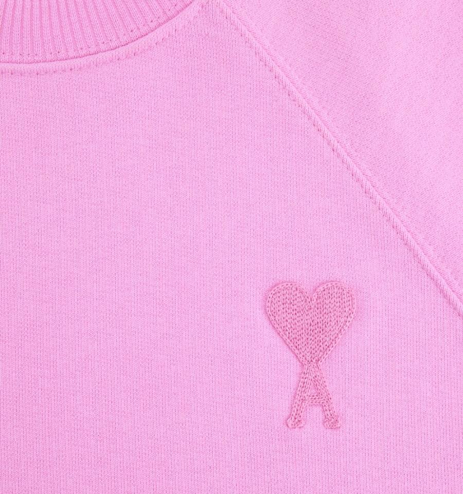 Ami Paris Ami de Coeur Crewneck Women's Sweatshirts Pink | ami-NZ336