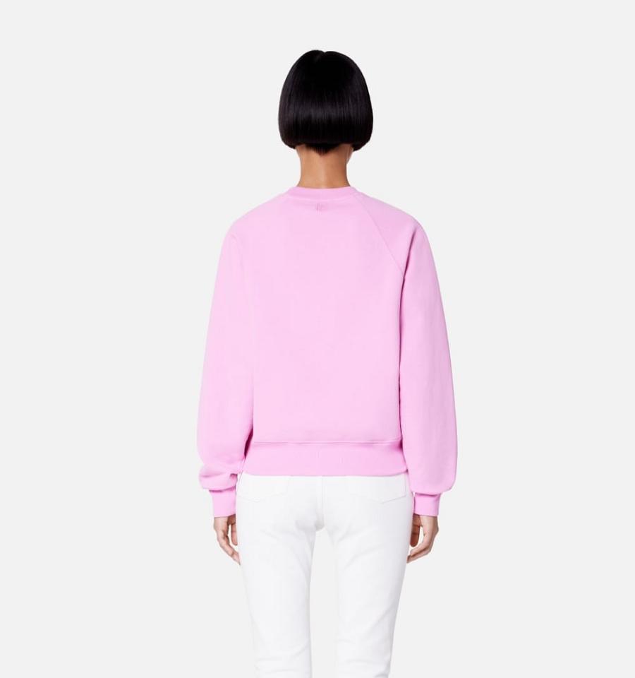 Ami Paris Ami de Coeur Crewneck Women's Sweatshirts Pink | ami-NZ336