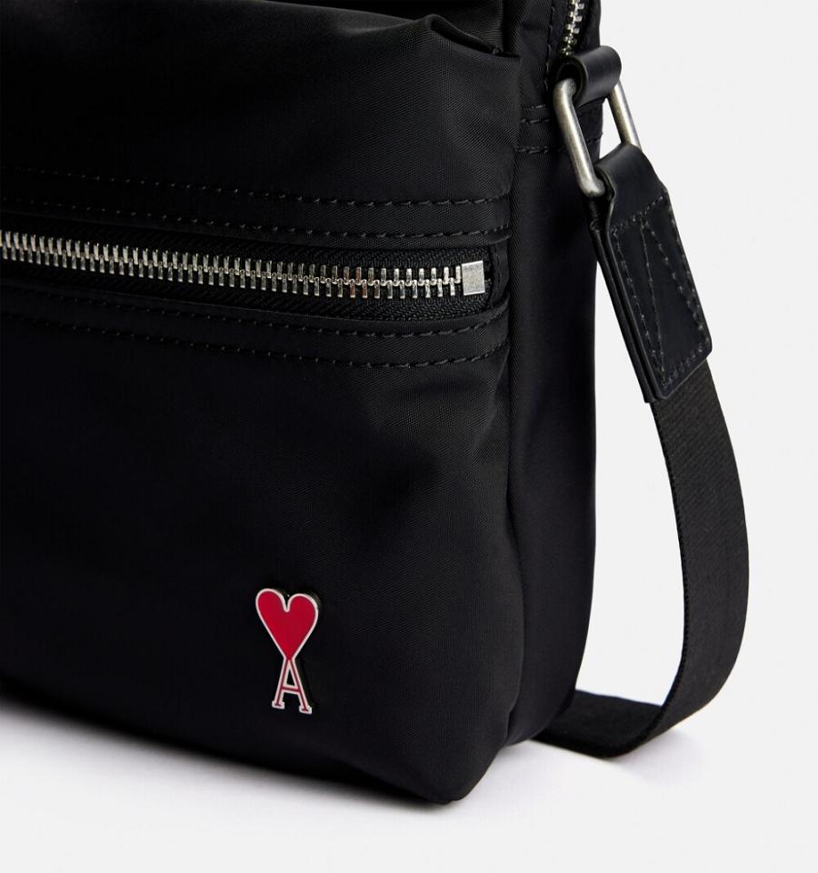 Ami Paris Ami de Coeur Crossbody Pocket Bags Black | ami-NZ466