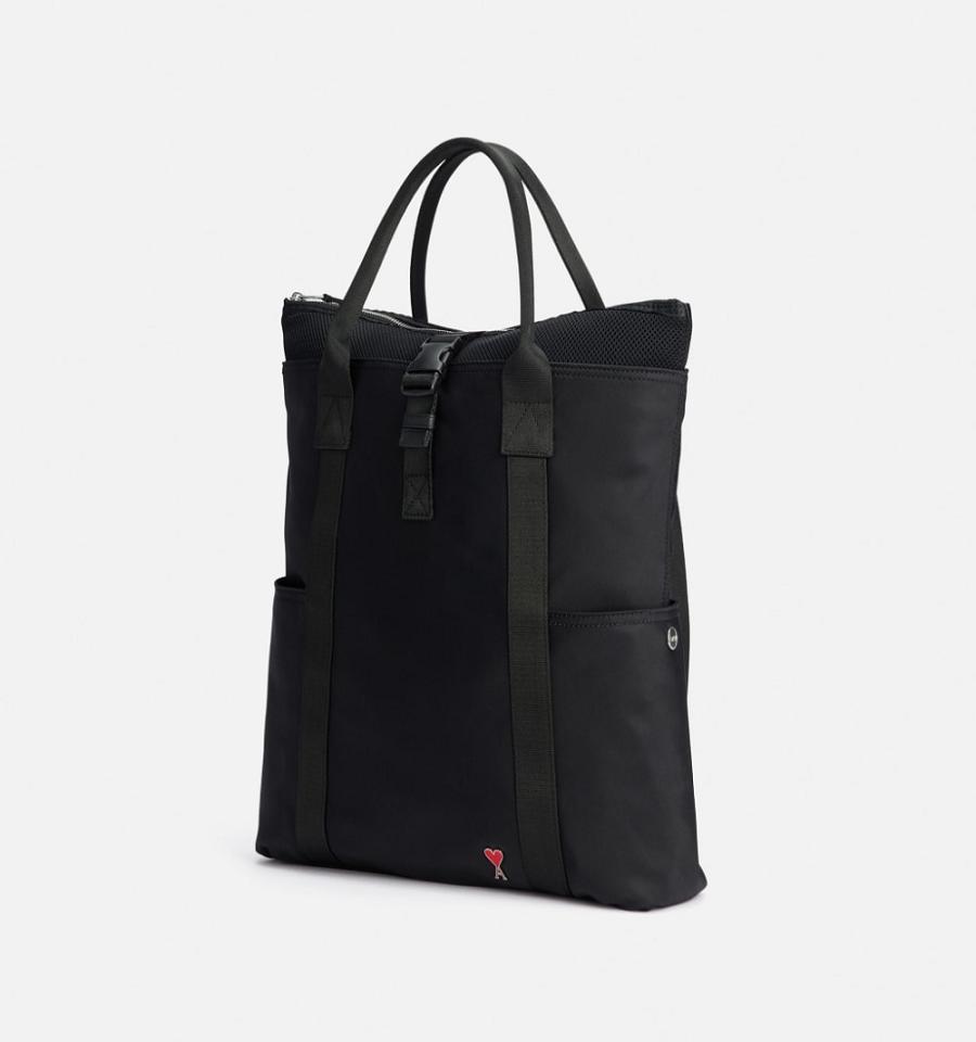 Ami Paris Ami de Coeur Hybrid Tote Backpacks Black | ami-NZ378