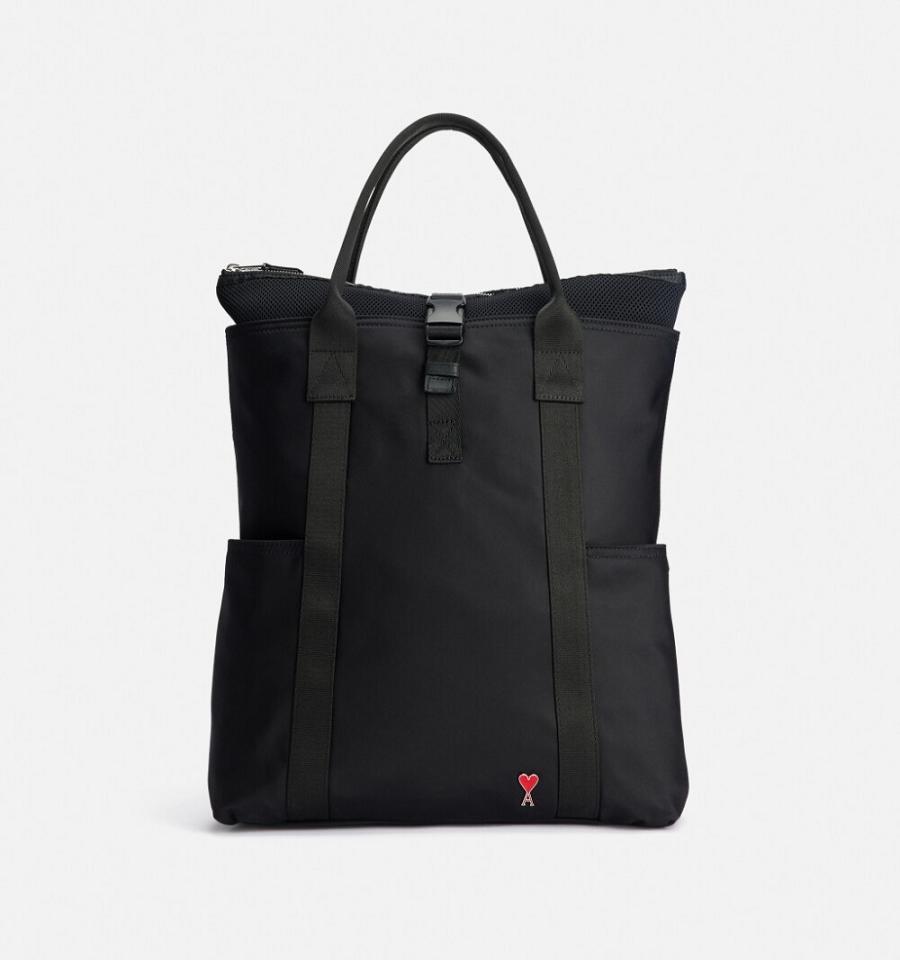 Ami Paris Ami de Coeur Hybrid Tote Backpacks Black | ami-NZ378