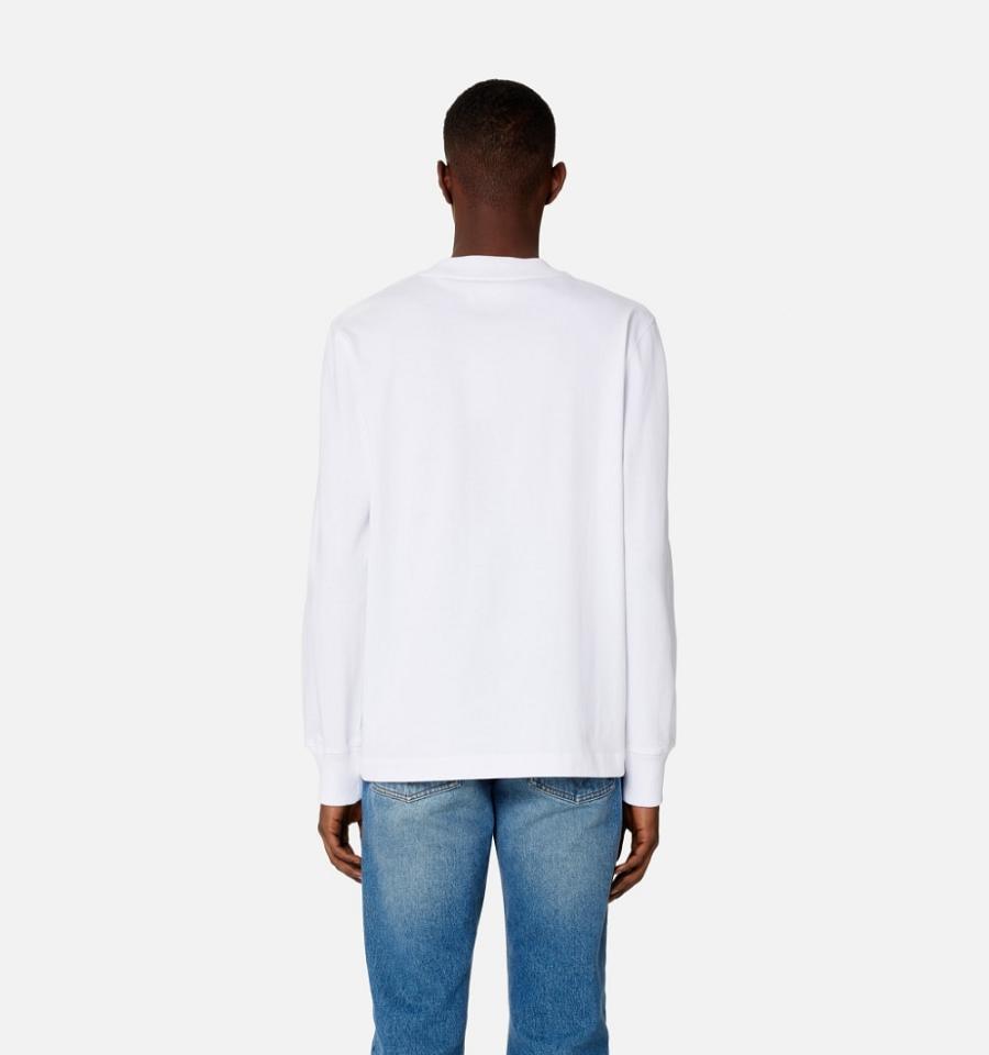 Ami Paris Ami de Coeur Long Sleeves Men's T Shirts White | ami-NZ148