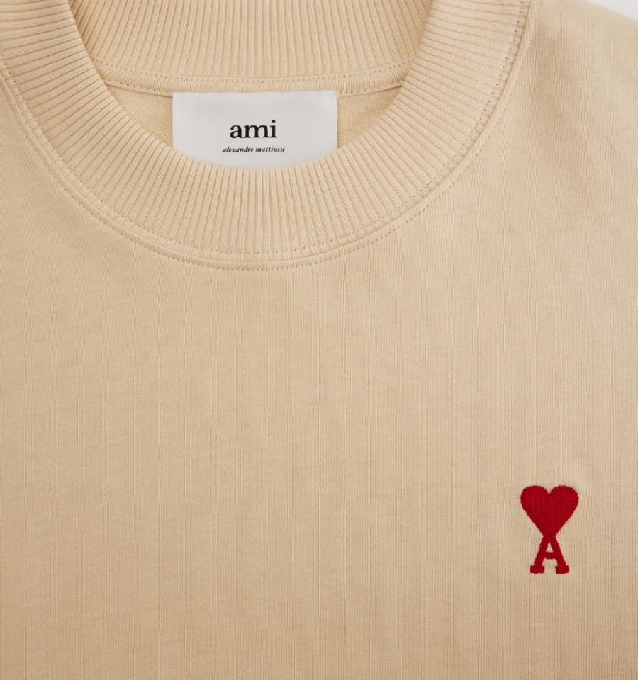 Ami Paris Ami de Coeur Long Sleeves Men's T Shirts Khaki | ami-NZ370