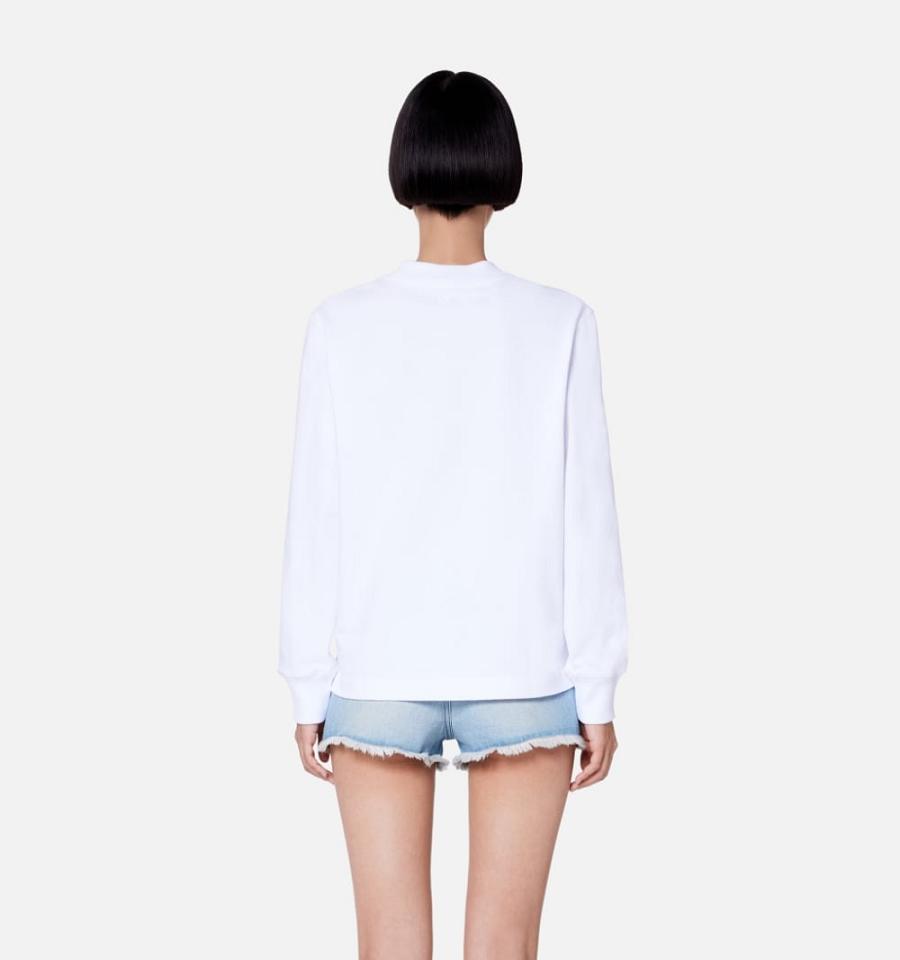 Ami Paris Ami de Coeur Long Sleeves Women's T Shirts White | ami-NZ488