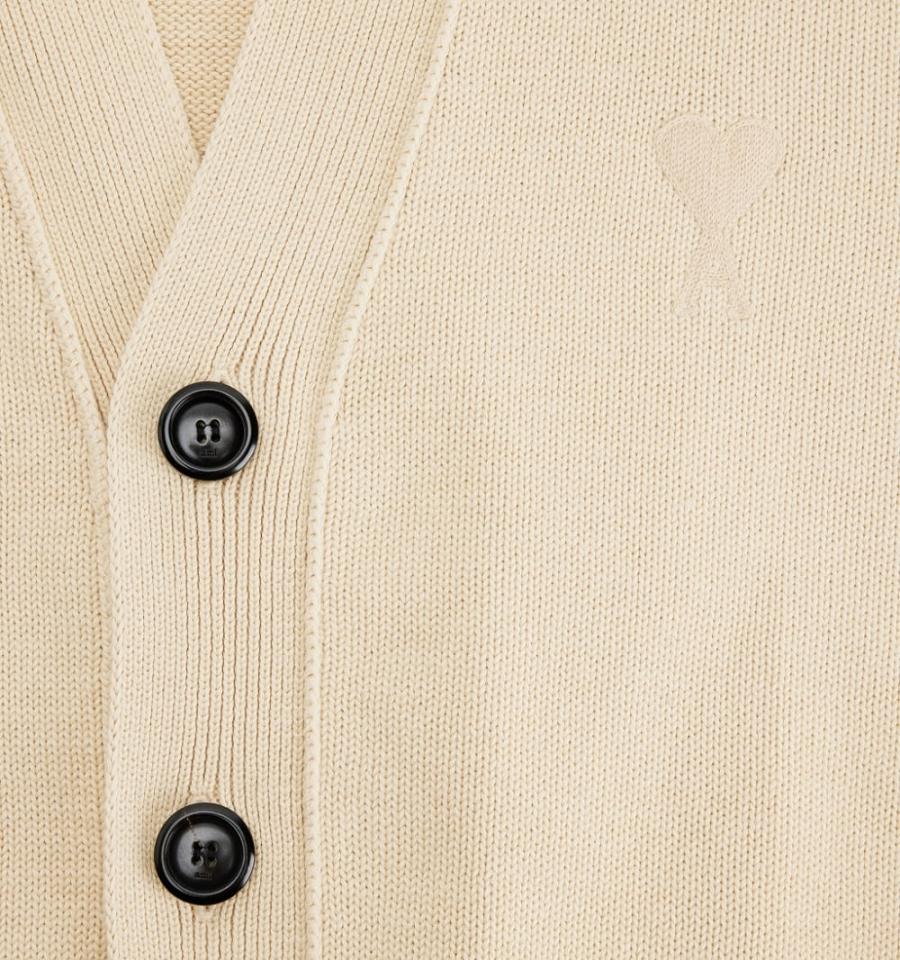 Ami Paris Ami de Coeur Men's Cardigans Beige | ami-NZ286